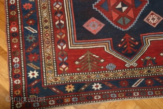 (8) Fachralo Kazak, 243 x 162 cm., ca. 1930, excellent condition, light even wear, saturated colors, some non-organic dyes used, no repairs, recently washed and fringes secured. A very appealing, semi-antique rug  ...