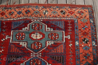 (74) E. Anatolian Kurdish rug, antique and then some...134 x 210 cm. unrepaired, unrestored, thick pile with some normal corrosion and tiny areas of missing knots. no moth dmg, no mildew but  ...