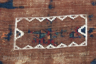 {46) 130 x 194 cm. This early 20th c. (perhaps late 19th c.) Kurdish rug from Antep is expertly mounted on linen to preserve its structure. Astoundingly soft wool. Workmanship is superb,  ...