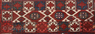 {21} 132 x 186 cm. Ersari Ensi, late 19th c. one synthetic red, evenly worn and complete.

-Kolya                