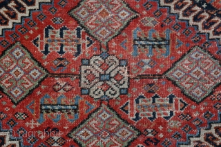 {67} Antique Afshar bag face, 64 X 58 cm, high quality, very finely knotted, wool on wool, veg. dyes, feels like silk. Edges conserved.
-Kolya         