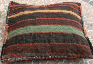 {19} Veramin pillow (bag front & back), 42 X 41, late 19th c., vibrant natural dyes, full pile front, striped kilim back, beautiful work.
Bought from M. Craycraft in 2012.
-Kolya
    