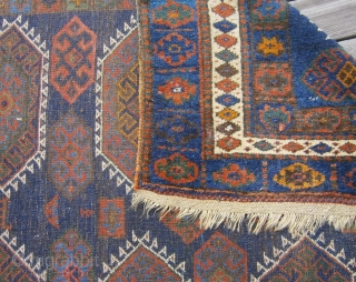 (42) Blue Jaff Kurd, 159 x 264 cm, full pile with very lustrous wool, no damage, barely discernible wear to the pile, at least 8 colors, original edges and flatweave at both  ...