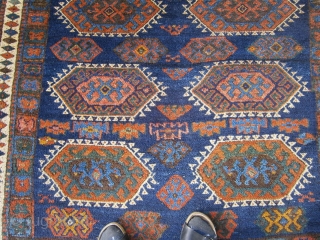 (42) Blue Jaff Kurd, 159 x 264 cm, full pile with very lustrous wool, no damage, barely discernible wear to the pile, at least 8 colors, original edges and flatweave at both  ...