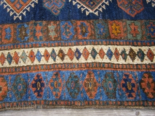 (42) Blue Jaff Kurd, 159 x 264 cm, full pile with very lustrous wool, no damage, barely discernible wear to the pile, at least 8 colors, original edges and flatweave at both  ...