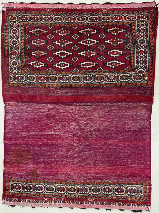 4 x 5 ft (115 x 150 cm) Turkomen saddlebag in Sumak weave. Very special in excellent condition; cochineal and other natural dyes.

We're having trouble with rugrabbit email. Please call me at  ...
