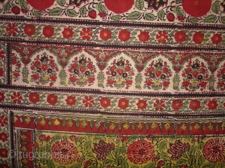 KalamKari as Well as block Print. From Lahore. Pakistan. Dated around 1880.Made by Vegetable colours.Its used as wall Decoration. The Design on this Piece uses architectural elements in late Mughal Style.Its Size  ...