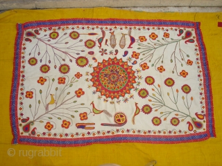 Kantha Quilted and embroidered cotton Kantha Probably From East Bengal(Bangladesh)region.India.Its size is 115cmX173cm(DSC06529 New).                   