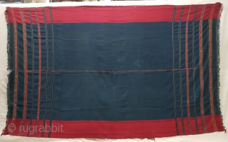 Waziri Shawl (Indigo Blue Colour) for Man From Waziristan, Pakistan. India.C.1900.Natural Dye with Hand Woven Cotton and silk ends,with silk end borders.Its size is 160cmX270cm(20180105_113339 New).       
