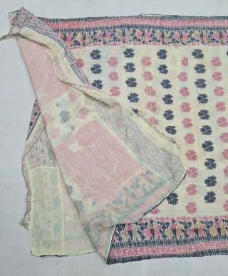 Figurative Pattern Rare Jamdani Finest Muslin Cotton Saree, In Figurative Style, Showing the British Soldiers with Horse Riding in the Borders.
From Dhaka District of Bangladesh. North-East India. India. 

Jamdani was originally known  ...