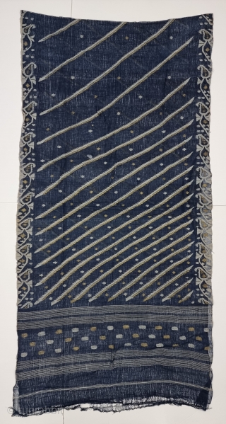 Nilambari Dhakai Jamdani Saree Indigo blue Natural Colour, Cotton with Real Zari weaving From Dhaka District, Bangladesh. India. Jamdani was originally known as Dhakai named after the city of Dhaka, 

Jamdani is  ...