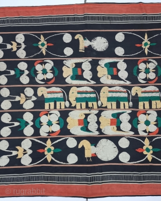 Rare Naga Shawl Of Angami Tribe for the Man’s Use from Manipur region India. Manipur for use by Eastern Angami Nagas, Cotton Embroidery on the Cotton Base cloth.
C.1885-1915..
Its size is 117cmX185cm (20240103_141615). 