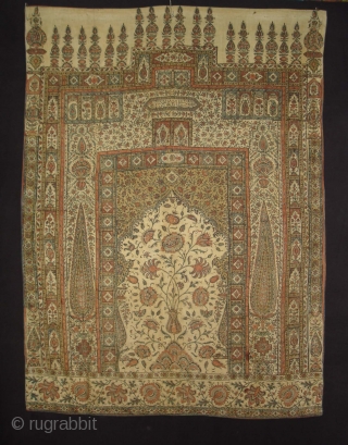 Kalamkari of Jainamaz style, From Msulipatam,Andhra Pradesh,India.Made for Persian Market,C.1835.Hand spurn cotton,Natural Dyes.Its size is 90cmX120cm(DSC01906 New).                