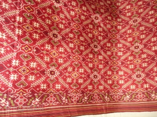 Patola Sari Silk Double ikat.Probably Patan Gujarat.India.this Patola sari has the type of geometric,non figurative pattern particularly favoured by the ismaili Muslim merchant community of the Vohras and its called Vohra-Gaji-Bhat.(Vohra Type  ...