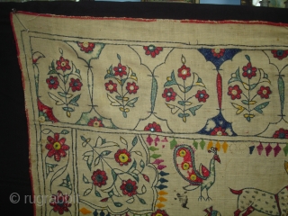 Dharaniya Pichwai Wall Hanging From Saurashtra Gujarat. India.This were Traditionally used mainly by Kathi Darbar family of Saurashtra Gujarat India.C.1900.Its size is 120cm x235cm(DSC03828 New)        