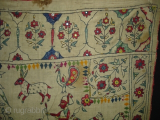 Dharaniya Pichwai Wall Hanging From Saurashtra Gujarat. India.This were Traditionally used mainly by Kathi Darbar family of Saurashtra Gujarat India.C.1900.Its size is 120cm x235cm(DSC03828 New)        