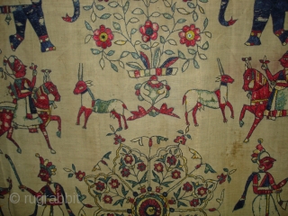 Dharaniya Pichwai Wall Hanging From Saurashtra Gujarat. India.This were Traditionally used mainly by Kathi Darbar family of Saurashtra Gujarat India.C.1900.Its size is 120cm x235cm(DSC03828 New)        