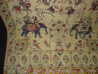 Dharaniya Pichwai Wall Hanging From Saurashtra Gujarat. India.This were Traditionally used mainly by Kathi Darbar family of Saurashtra Gujarat India.C.1900.Its size is 120cm x235cm(DSC03828 New)        