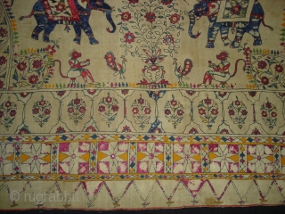 Dharaniya Pichwai Wall Hanging From Saurashtra Gujarat. India.This were Traditionally used mainly by Kathi Darbar family of Saurashtra Gujarat India.C.1900.Its size is 120cm x235cm(DSC03828 New)        