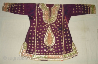 Ceremonial Women's Costume,From Himachal Pradesh India.C.1900.Silk ground with Real Zari Gota Pati work.Its size is L-76cm, W-60cm, S-17X45cm (DSC07199 New).             