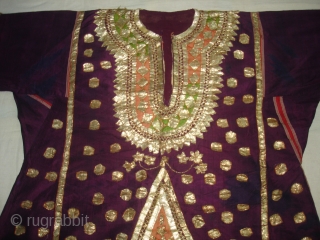 Ceremonial Women's Costume,From Himachal Pradesh India.C.1900.Silk ground with Real Zari Gota Pati work.Its size is L-76cm, W-60cm, S-17X45cm (DSC07199 New).             