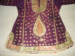 Ceremonial Women's Costume,From Himachal Pradesh India.C.1900.Silk ground with Real Zari Gota Pati work.Its size is L-76cm, W-60cm, S-17X45cm (DSC07199 New).             