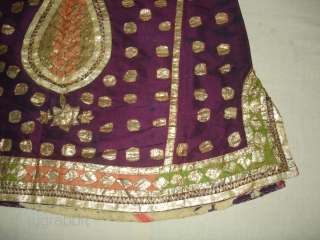 Ceremonial Women's Costume,From Himachal Pradesh India.C.1900.Silk ground with Real Zari Gota Pati work.Its size is L-76cm, W-60cm, S-17X45cm (DSC07199 New).             