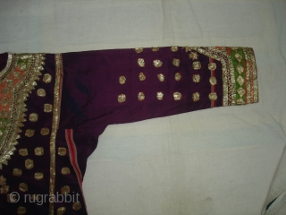 Ceremonial Women's Costume,From Himachal Pradesh India.C.1900.Silk ground with Real Zari Gota Pati work.Its size is L-76cm, W-60cm, S-17X45cm (DSC07199 New).             