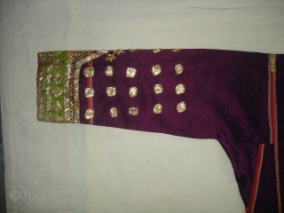 Ceremonial Women's Costume,From Himachal Pradesh India.C.1900.Silk ground with Real Zari Gota Pati work.Its size is L-76cm, W-60cm, S-17X45cm (DSC07199 New).             