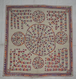 Chakla Wall Hanging From Saurashtra Gujarat India.This were Traditionally used mainly by Kathi Darbar family of Saurashtra Gujarat India.C.1900.Its size is 137cmx145cm(DSC04260 New).          