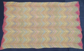 Muslin Dupatta (Odhani)tie-dyed in multiple colours in lahariya (wave) style, From Shekhawati District of Rajasthan. India. c.1900.Its size is 145cmX245cm(20210113_150405).             