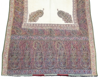 Highly Sikh Period Palledar Shawl of Kani Jamawar, From Kashmir, India. c.1835-1855. 

Its Size is 134cmx315cm (20240110_131157).                