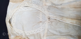 Angarkha(Coat)Child fine Muslin Cotton with Chikan Lace Work,From Deccan ,South-India, India.C.1900.Worn by Royal Nawab Muslims Family Of Deccan(20190117_124333 ).              