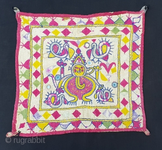 Ganesh Sthapana Wall Hanging From Saurashtra Gujarat.India.C.1900.Probably from Kathi Darbar Group.Its size is 27cmx28cm(20190119_161242).                   