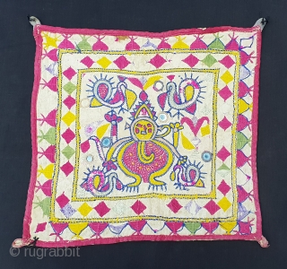 Ganesh Sthapana Wall Hanging From Saurashtra Gujarat.India.C.1900.Probably from Kathi Darbar Group.Its size is 27cmx28cm(20190119_161242).                   