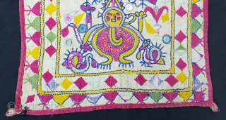 Ganesh Sthapana Wall Hanging From Saurashtra Gujarat.India.C.1900.Probably from Kathi Darbar Group.Its size is 27cmx28cm(20190119_161242).                   