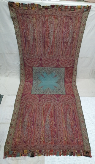 Sikh Period Jamawar Long Shawl From Kashmir, India.C.1830-1860.Its Size is 145cmx345cm. Its condition is good(20200113_133318).                  