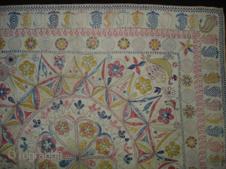 Kantha cotton Plain weave with cotton embroidered Kantha Probably From Faridpur District,East Bengal(Bangladesh)region.India.C.1900.Its size is 89cmX89cm(DSC00200 New).                