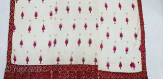 Phulkari Swatti Shawl From the Swat region of Pakistan. India.Silk embroidery on cotton,Circa Mid-20th century.Its size is 105cmX208cm(170903).               