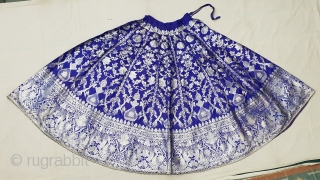 Ghaghra Zari (Real Silver)Brocade Skirt(Ghaghra)From Varanasi,Uttar Pradesh. India.Known As Marvadi Ghaghra.Its size is L-95cm circle is 423cm.(20190127_161003).                