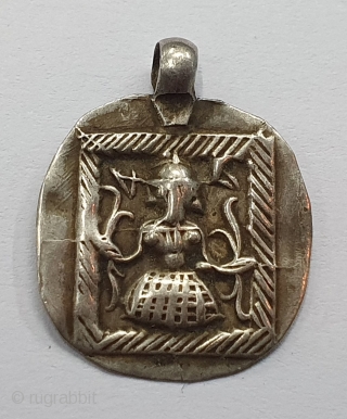 Tribal Indian Silver Pendant of Godess,From Kutch Gujarat India.India.C.1900 (20200123_142145).                       