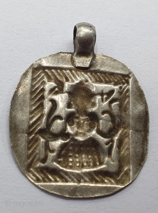 Tribal Indian Silver Pendant of Godess,From Kutch Gujarat India.India.C.1900 (20200123_142145).                       