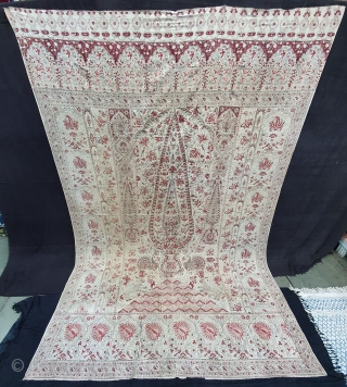 Kalamkari Palampore From South India Made for Export Market , Late 19th Early 20th Century. Hand spurn cotton,Natural Dyes. Its size is 170cmX250cm(20200123_203958).
          