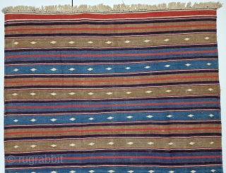 Jail Dhurrie, Multi Colour striped , Hand Spun Cotton From Bikaner Rajasthan , India. India.

These Kinds Of Jail Dhurrie’s Were Made In Indian Parisons During British Rule In India.

C.1875 -1900

Its size is  ...