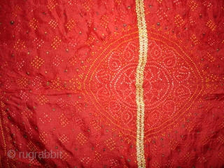 Tie and Dye Silk Odhani(Bandhani)From Kutch Region,Gujarat,India,19th c.Condition is good.Its size is 140cmx170cm(DSC08093New).                    