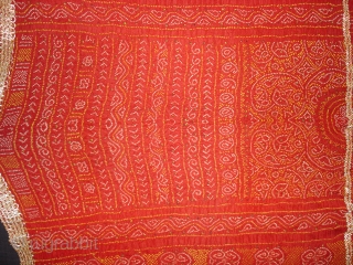 Tie and Dye Silk Odhani(Bandhani)From Kutch Region,Gujarat,India,19th c.Condition is good.Its size is 125cmx135cm(DSC08112 New).                   