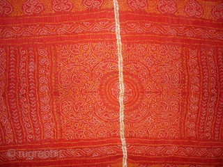 Tie and Dye Silk Odhani(Bandhani)From Kutch Region,Gujarat,India,19th c.Condition is good.Its size is 125cmx135cm(DSC08112 New).                   