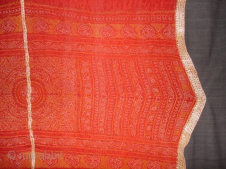 Tie and Dye Silk Odhani(Bandhani)From Kutch Region,Gujarat,India,19th c.Condition is good.Its size is 125cmx135cm(DSC08112 New).                   