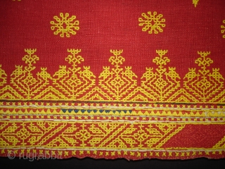 Double Sided Embroidery(Cotton on cotton)Woman's Odhani From Nagour District Of Rajasthan.India.It's size is 142cmX240cm.Condition is Good(DSC02034 New).                