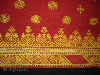 Double Sided Embroidery(Cotton on cotton)Woman's Odhani From Nagour District Of Rajasthan.India.It's size is 142cmX240cm.Condition is Good(DSC02034 New).                